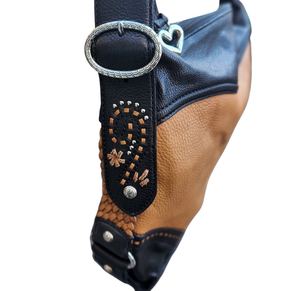 Brighton #D476721 Stylish Black and Tan Embroidered Handbag - Picture 5 of 8